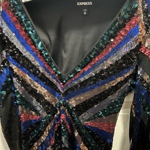 Xs long sleeve mesh multiple color glitter dress